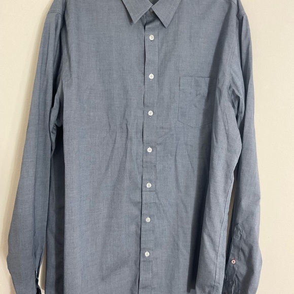 UNTUCKit Shirt Men's Size XXL Navy Blue Button Down Red Trim Long Sleeve Preppy - Picture 4 of 8
